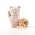 Winter children's gloves windproof fleece lining anti-lost cute cartoon kids fur mitten gloves