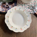 Kitchen Food Porcelain Plates Flower Pattern Custom Dining Steak Ceramic Plate