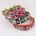 Woman's New Broadside Personality Rhinestone Headband New Fashion Personality Baroque Colorful Diamond Headband Accessories