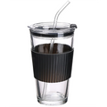 Silicone-Lidded Reusable Glass Coffee Mug with Sleeve for Daily Drink Cup Needs