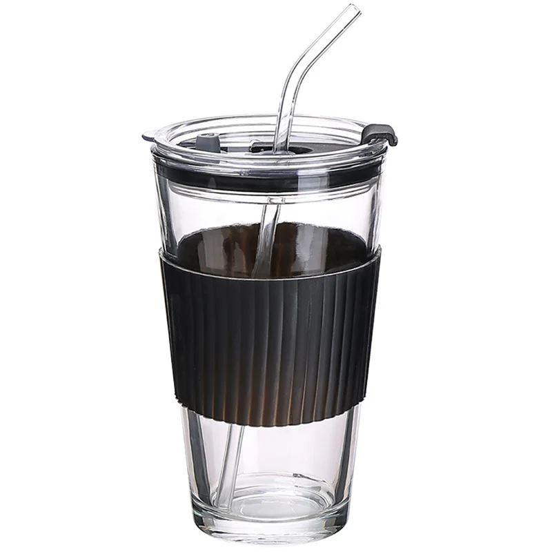Silicone-Lidded Reusable Glass Coffee Mug with Sleeve for Daily Drink Cup Needs