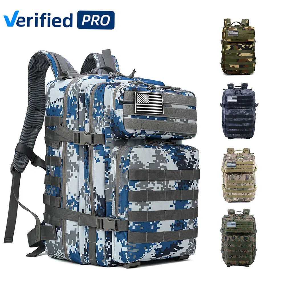 Camouflage Outdoor Sports Gym Backpack Mochila Waterproof Trekking Workout Fitness Molle 45L Tactical Backpack MegaBDM