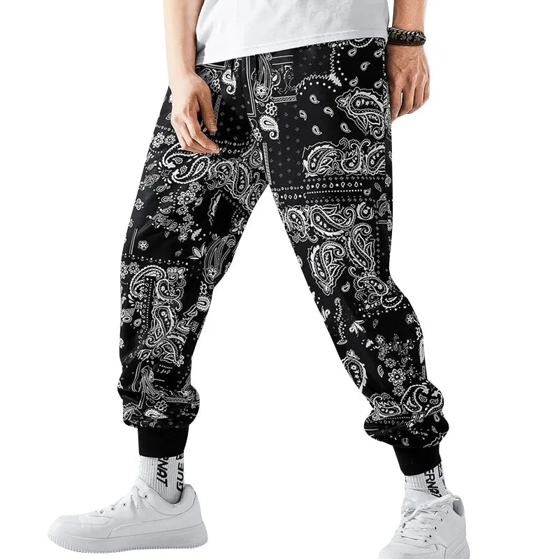 LAYENNE High Quality Custom Logo Bandana Straight Leg Mid Waist Sporty Jogging Trousers Joggers Sweatpants Men