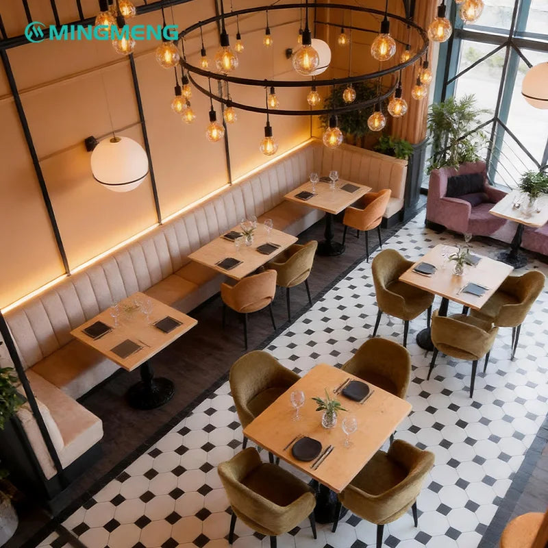 Customized Restaurant Furniture Coffee Shop Table Chair Sets Solid Wood Tables Chairs Velvet Chairs Modern Design Durable