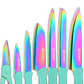 13 Piece Titanium Coating Carbon Steel Knives Set Anti-Rust and Dishwasher Safe 6 Knives 6 Blade Covers and One Shear