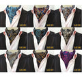 Paisley Floral Blue Ascot Tie Men Silk Cravat Tie Cashew Cravat Tie Wedding Ascot Scarf