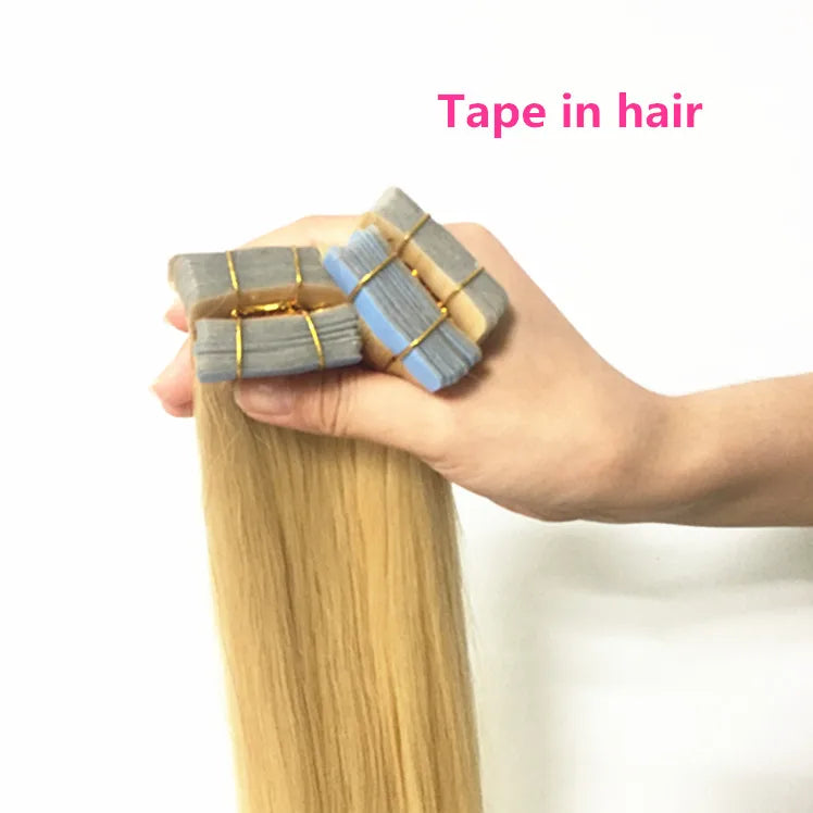 Wholesale Hair Products 100g 40pc Blonde Tape in Hair Pieces Russian Blond 613 Straight Invisible Tape in Extensions Human Hair