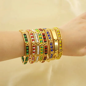 New Design 18K Gold Plate Stainless Steel Colorful Resin Miyuki Bead 21cm Bracelet for Women Fine Jewelry Gift
