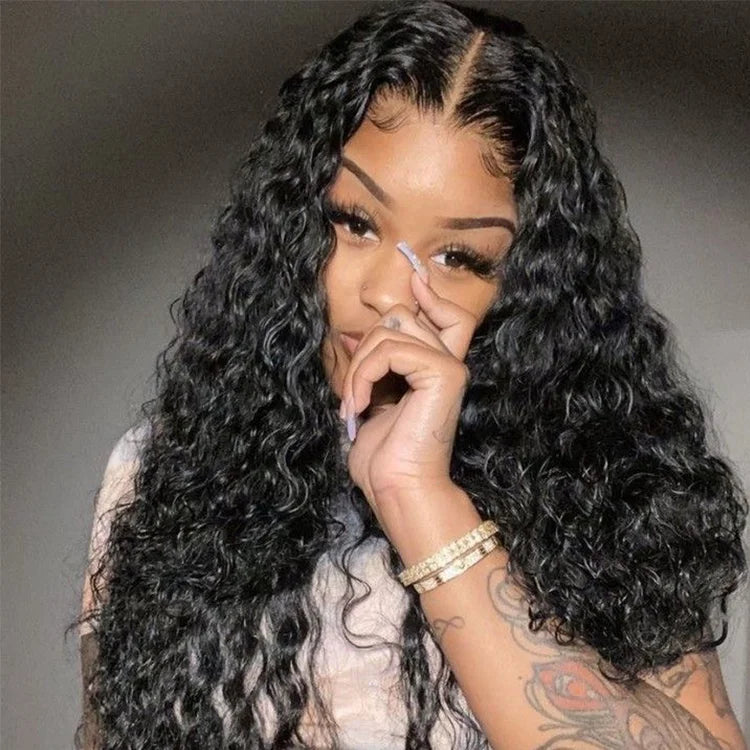 Unprocessed Brazilian 100% Virgin Hair Full Lace HD Wig Vendors Water Wave Cuticle Aligned Remy Hair Long Black Wig for Women