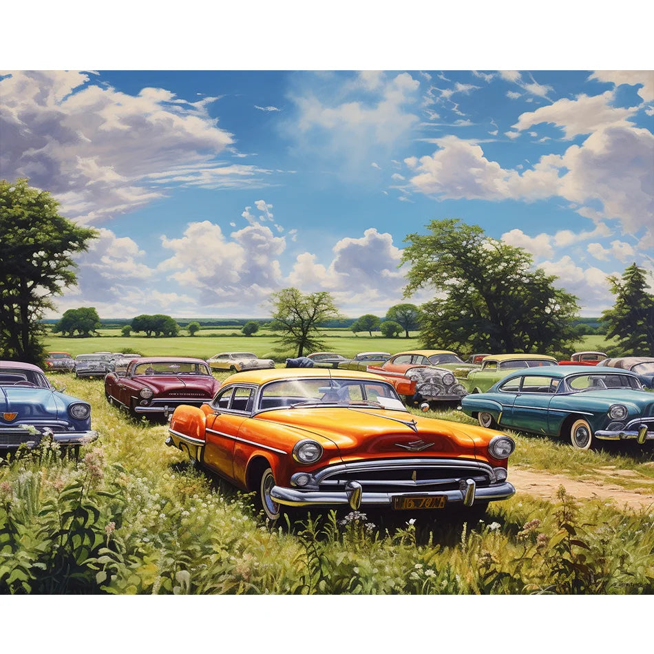 round 5D Diamond Painting Handpainted DIY Crafts Full Diamond Embroidery Home Decor 30x40cm/12x16inch without Car Landscape MegaBDM