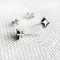 New Fashion Sterling Silver 925 Fine Jewelry Black Square Zircon Stud Earrings for Women