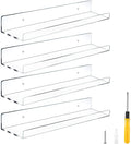 Acrylic Bookshelf Display Rack Clear Floating Wall ShelvesFor Bathroom Nail Polish Shower Wall Riser Storage