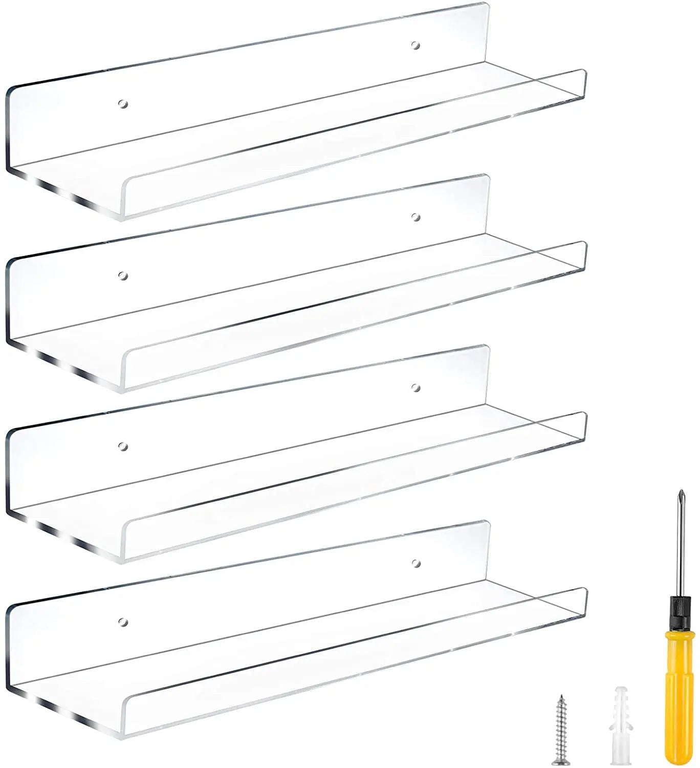 Acrylic Bookshelf Display Rack Clear Floating Wall ShelvesFor Bathroom Nail Polish Shower Wall Riser Storage