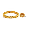 Trendy Watchband Tarnish Free Waterproof Fashion Jewelry Luxury Stainless Steel Bracelet Rings Sets for Women