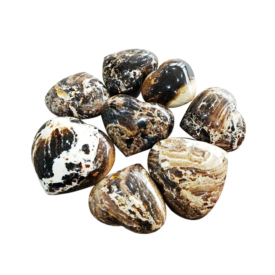 Wholesale Black Opal Stones Heart Chocolate Stone Mix Size Heart Stone 4-11cm 100 g to 300g