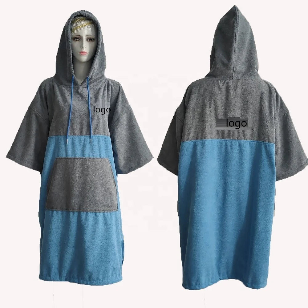 Hot Sale High Quality Personalized Quick Dry Microfiber Swim Diving Hooded Poncho Changing Towel Beach Surf Robe
