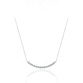 S925 Sterling Silver White Gold Platinum Curved Diamond Bar Pendant Necklace