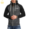 Wholesale Autumn Embroidered 100% Polyester Full Zip up Custom Print Logo Streetwear Plain Hoodie for Men