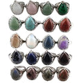 Classic High Quality Silver Plated Jewelry Teardrop Gemstone Rings for Women Girls Fashion Adjustable Crystal Rings