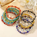 Go2boho Unisex Crystal Jewelry Handmade Boho Fashion Gold Plated Beaded Bracelet  Evil Eyes Multicolor Couple Gift for Women