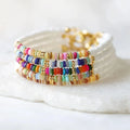 Ethnic Style Colorful Natural Shell Beads Hand-woven Beaded Bracelet for Women
