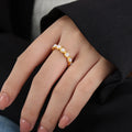 Dainty Titanium 18K Gold Plated Personality Shell Pearls Tarnish Free Finger Rings for Women