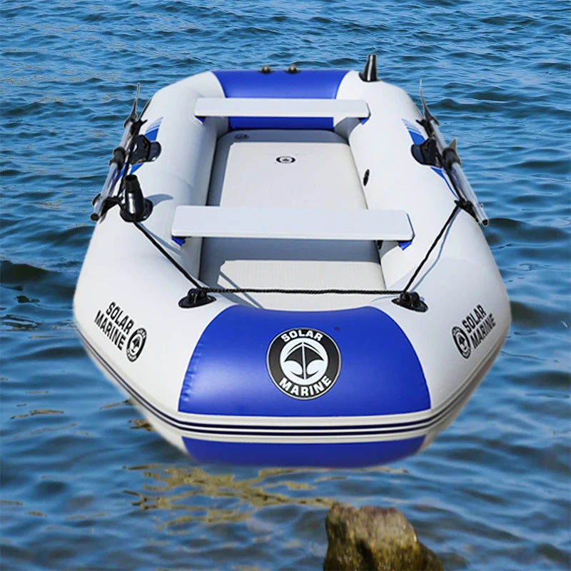 Solar Marine 200 cm 2 m 6.6 ft Air Mat Deck Floor Inflatable 1-2 Person PVC Fishing Kayak Rowing Boat with Anchor and  Bucket