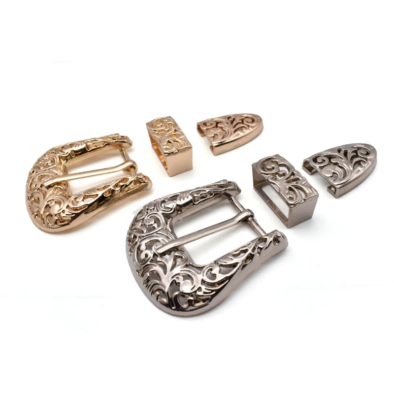 Made in China Vintage Western Copper Belt Buckle Factory 3 Pieces of Plate Belt Buckle