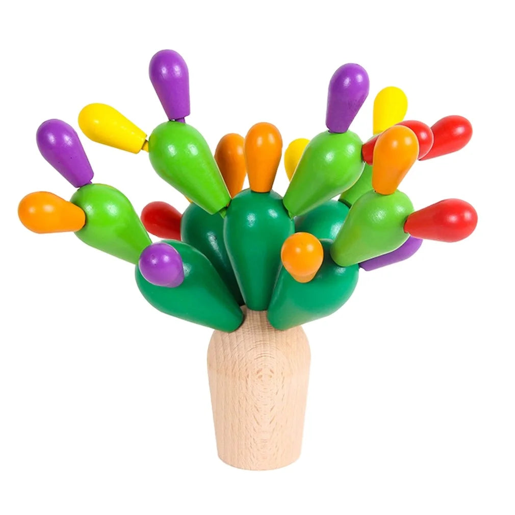 Assembled Cactus Kids Wooden Cactus Early Educational Intellectual Brain Development Toy Building Blocks Balance Ability Toy