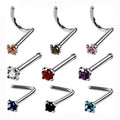 Gaby ASTM F136 Nose Ring CZ TikTok Nose Stud Pin L Shape G23 Titanium bar Curved Spiral Titanium Piercing Jewelry