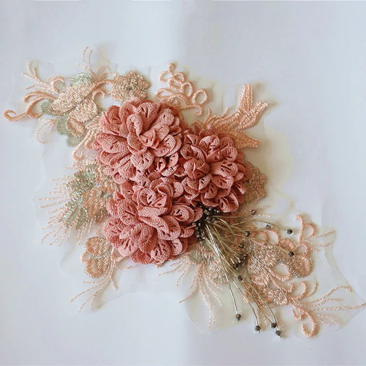 Handmade DIY Clothing Headwear Home Accessories Exquisite Three-dimensional Lace Flowers Embroidery Bead Decoration 100%