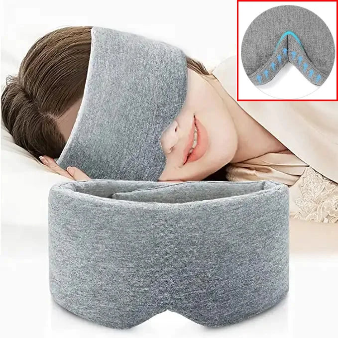 Upgraded Eye Shade 100% Light Blocking Cotton Travel Nap Yoga Night Sleep Mask With W Design Nose Pad