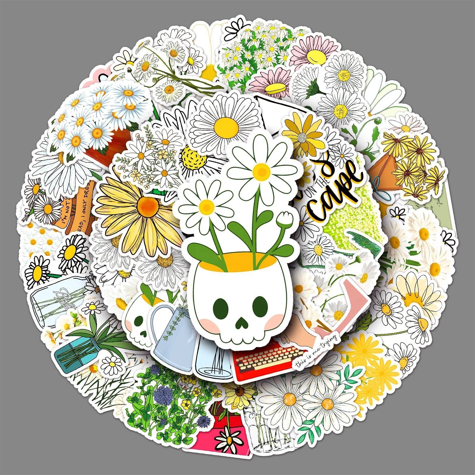 Vi-Zhaobao 50pcs Die Cut Waterproof Vinyl Decorative Flower Sticker Pack for Kids Laptop Phone Luggage Notebook