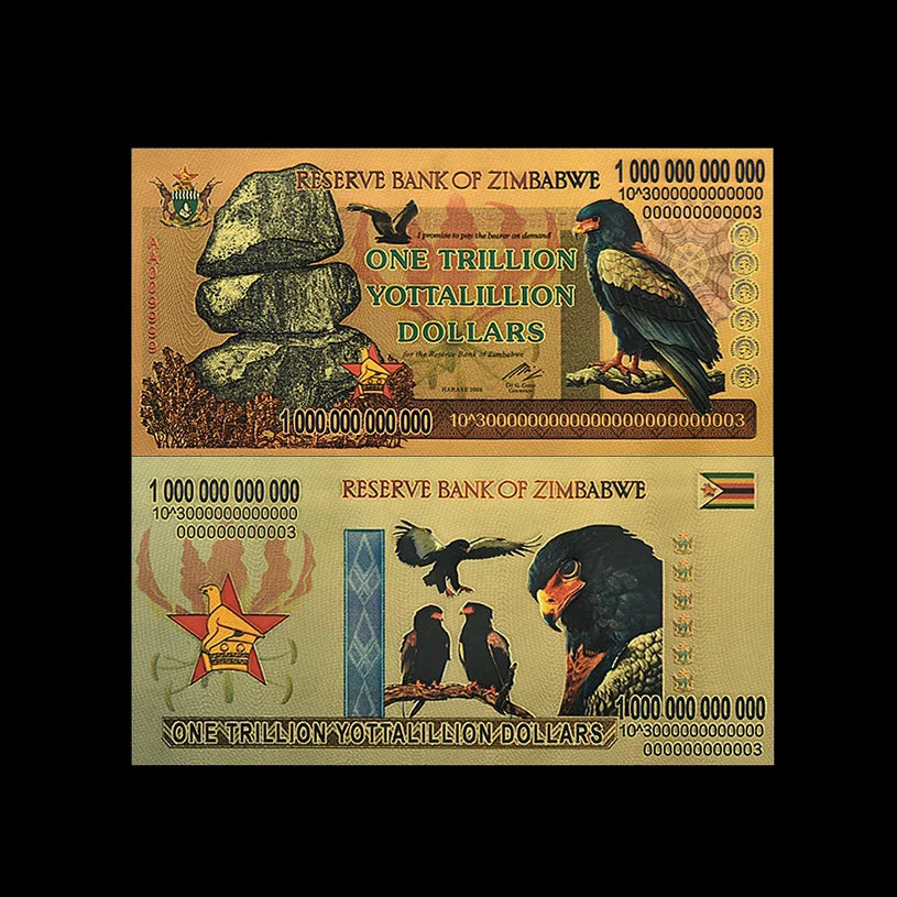 Wholesale New Zimbabwe Bird and Antelope Pattern Gold Plated Banknote with Beautiful Color Souvenir Gift