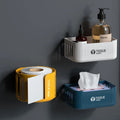 Modern Plastic Wall-Mounted Toilet Paper Rack Free Punch Household Roll Tissue Box for Bathroom Use