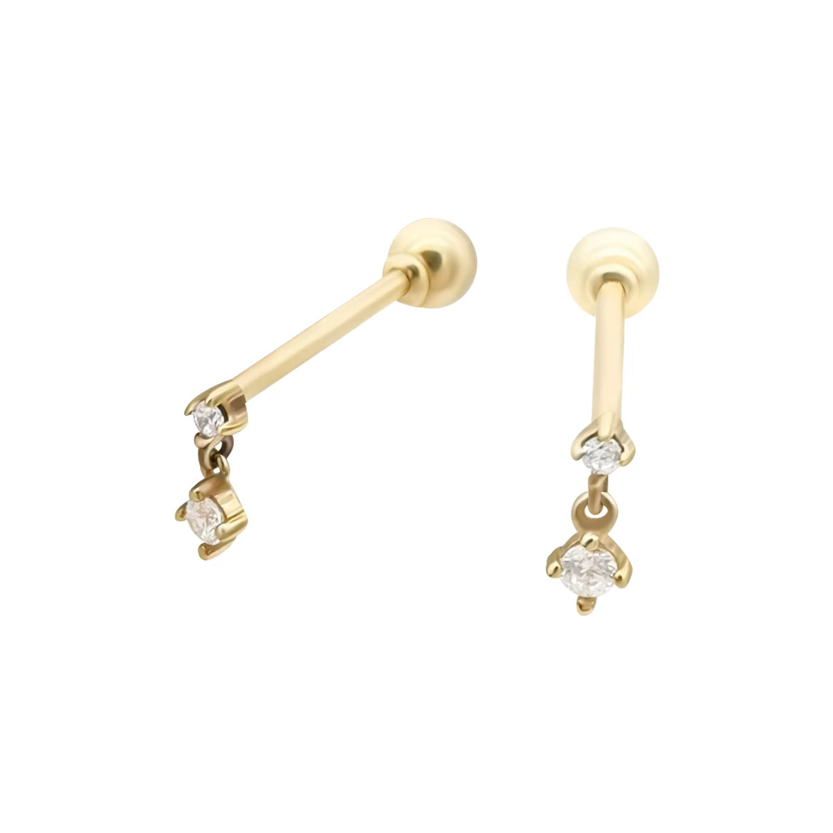 Trendy 9K Gold Stud Earrings with Screw Back Custom Factory-Made Cubic Zircon for Weddings and Parties