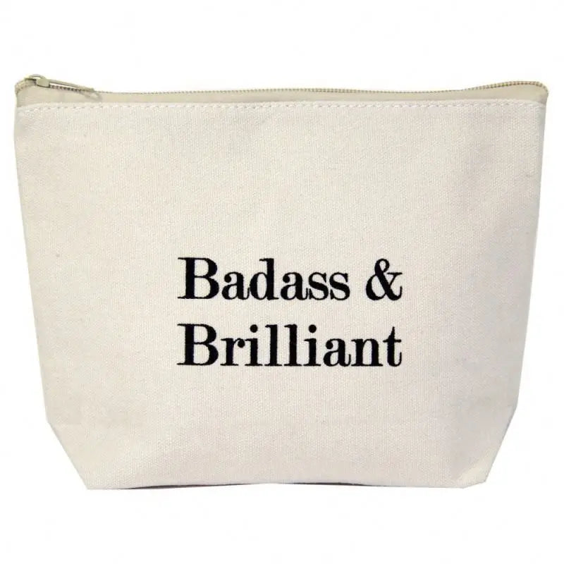 Factory Gold Zipper Black Cotton Cosmetic Logo Printed Organic White Brush Dongguan Silk Makeup Bag Canvas