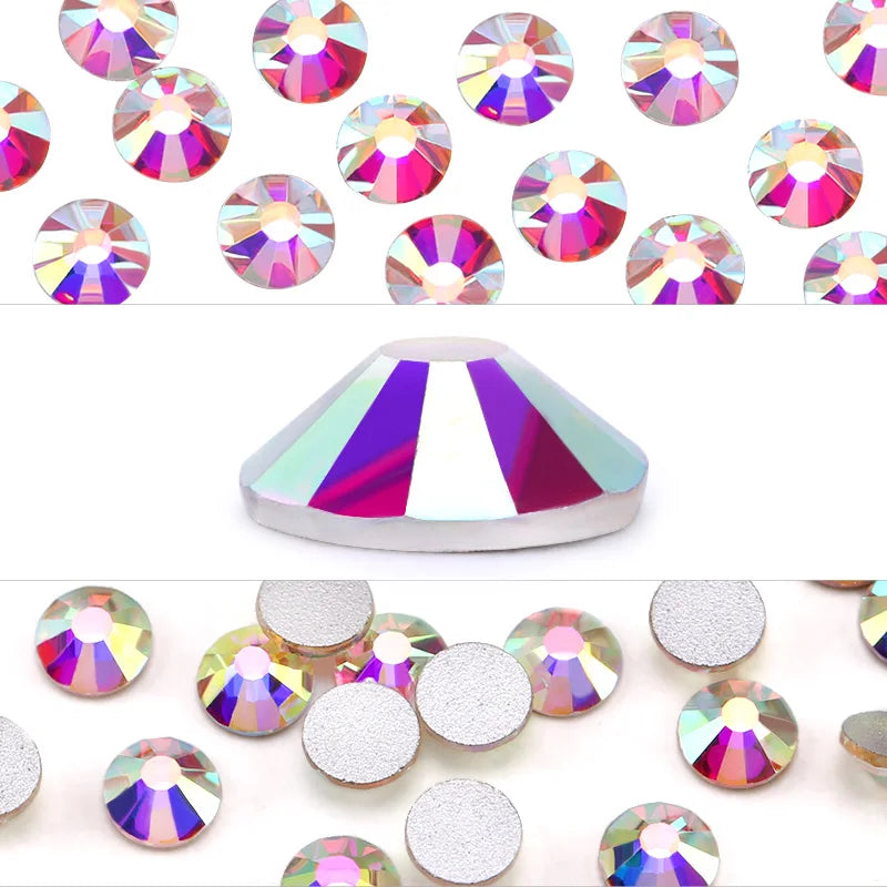 QIAO SS3-SS50 Crystal AB Rhinestones Non Hot Fix Flatback Glitter Strass Nail Art Crystal Garment Rhinestone for Decorations