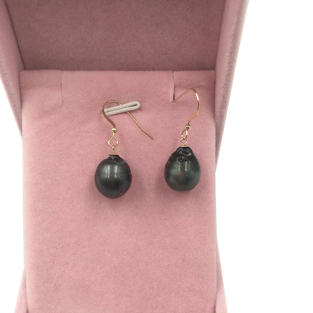 Nature 14K Gold Filled Drop Earrings Tahitian Sea Salt Baroque Pearl for Wedding Engagement Anniversary Gift 9-11 mm