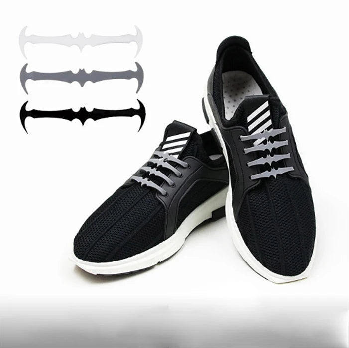 Melenlt Silicone No-Tie Shoe Laces Trendy BAT Shape Elastic Lazy Laces for Sneakers and Sports Shoes