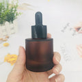 Custom Logo Empty 1oz 30ml 50ml Frosted Amber Cosmetics  Essential Oil Glass Dropper Bottles