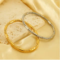 High Quality Women's Fashion Bracelets PVD Gold Plated Beaded Bamboo 316L Stainless Steel Bangles