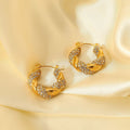New Fashion Ins Twisted Stainless Steel 18K Gold Plated Stud Earrings Double CC Shape Smooth Hoop Earrings