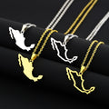 Manufacturer Stainless Steel Enameled Mexico Map Chain Necklace 18K Gold Plated Enamel Mexico National Flag Map Pendant Necklace