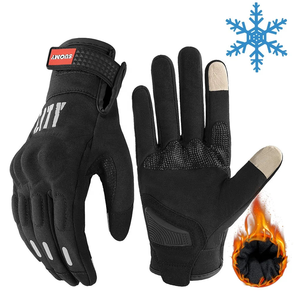 Winter Motorcycle Riding Gloves Touch Screen Motocross Waterproof Keep Warm Reflective Black Gloves Unisex Guante Moto Luvas