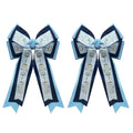 Anshome Handmade 2pcs Navy Light Blue Women's Ribbon Hair Bows Equestrian Hair Accessories Horse Bit Competitions Shows