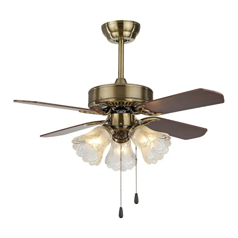220 Volt American Style Led Fan Ceiling Lights 5 Blades Decorative Lighting Ceiling Fan With Led Lights Remote Control JY3108