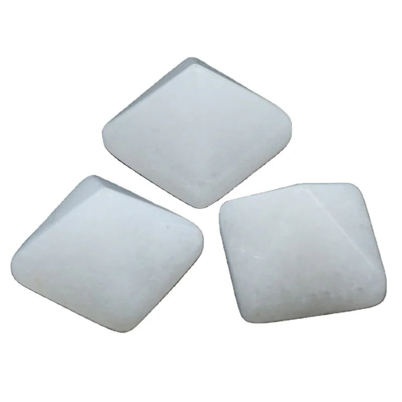 HZ Natural White Jade Pyramid Healing Stone Carved Crystal Pyramid Figurine Crystal for Home Decoration