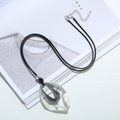 TongLing European Vintage Sweater Necklace Irregular Geometric Black Rope Strand String Pendant Necklace for Women