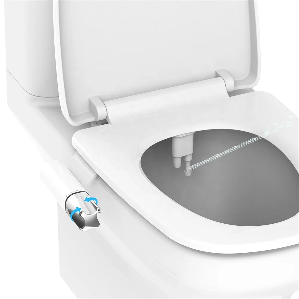 OEM/ODM New Arrival Detachable Chrome Plated Slim Non-electric Bidet Attachment Dual Retractable Nozzles Cold Water